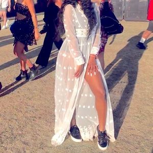 Ivory white cover up with buttons